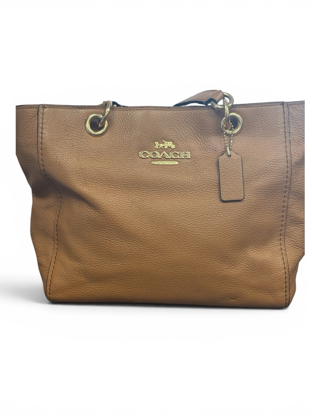 Coach Jes Pebbled tan Leather Tote Bag with Gold Hardware